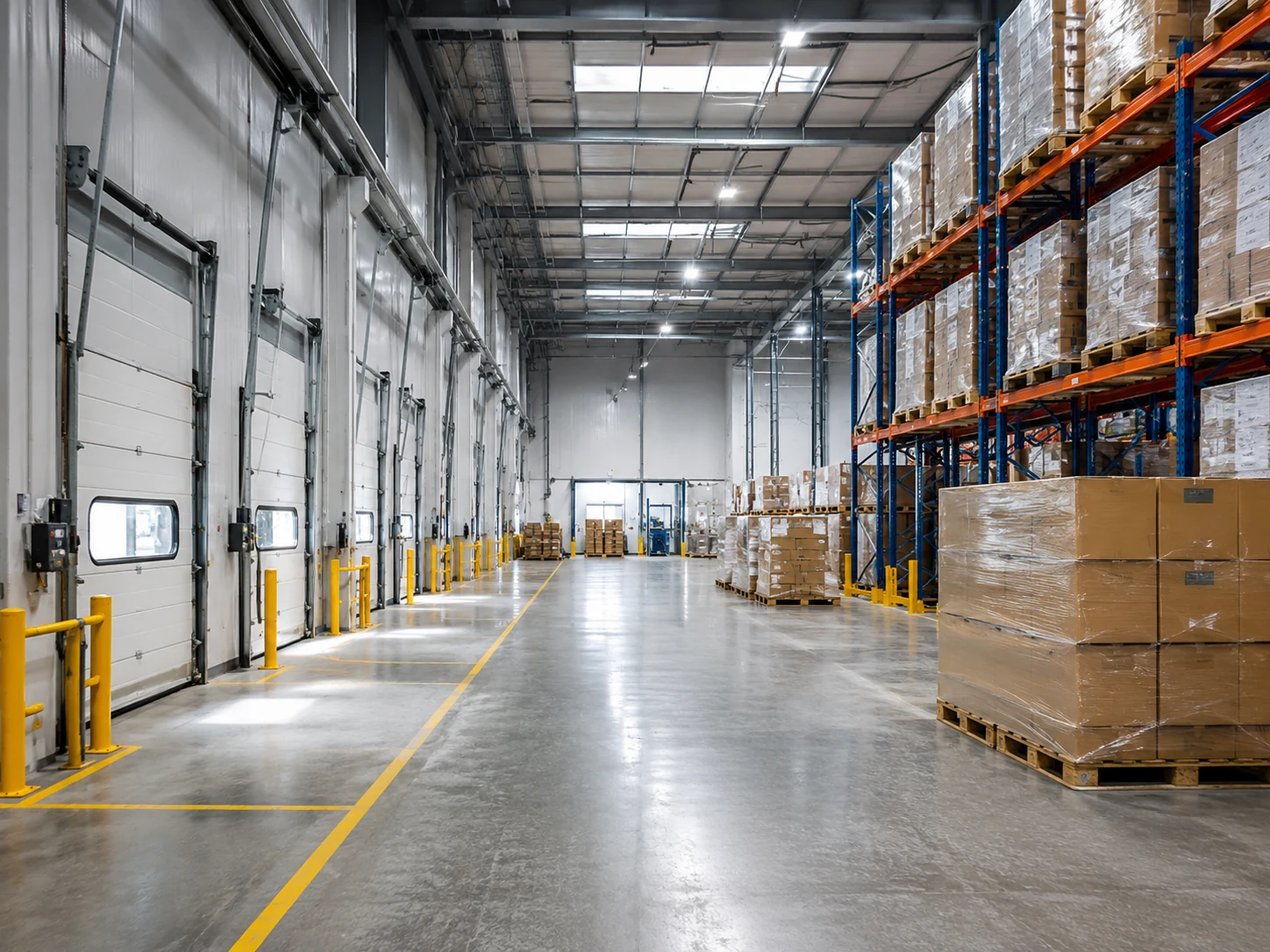 Interior de almacén para operaciones retail e industriales